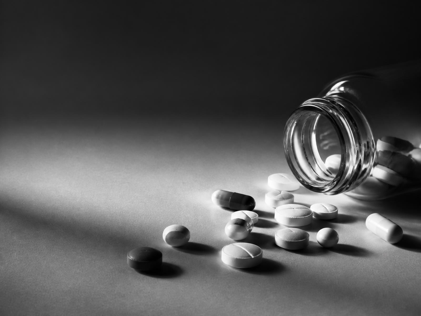 Monochrome pharmacy still life